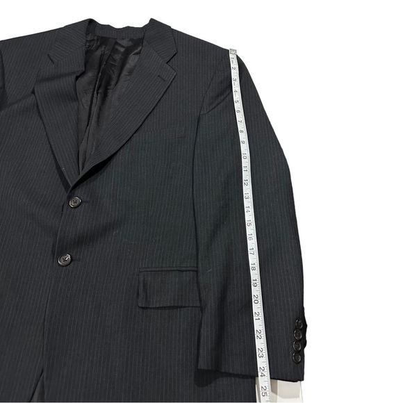 Ralph Ralph Lauren Black & Grey Penstriped Wool Cashmere Suit Jacket Sz 44R EUC - Picture 9 of 12